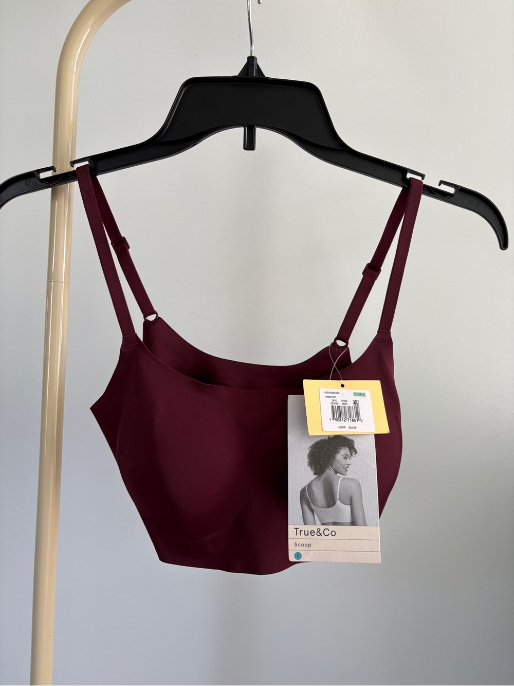 NWT True & Co Scoop Bralette in Burgundy Size Small